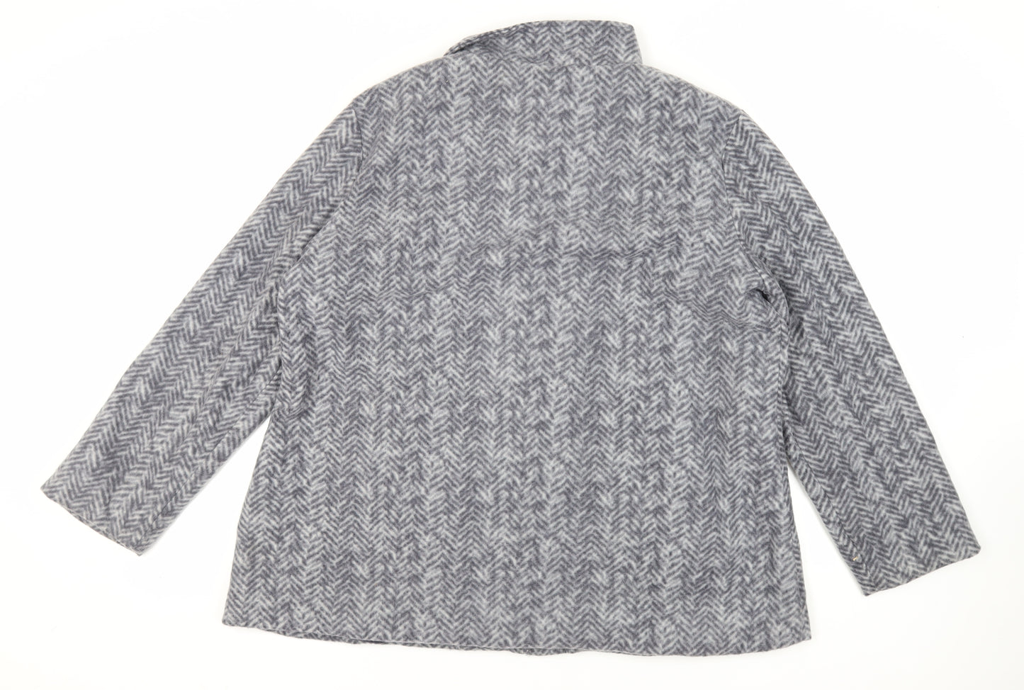 Anne de Lancay Womens Grey Geometric Jacket Blazer Size L Button
