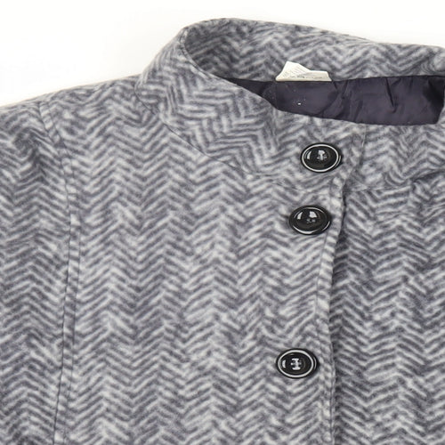Anne de Lancay Womens Grey Geometric Jacket Blazer Size L Button