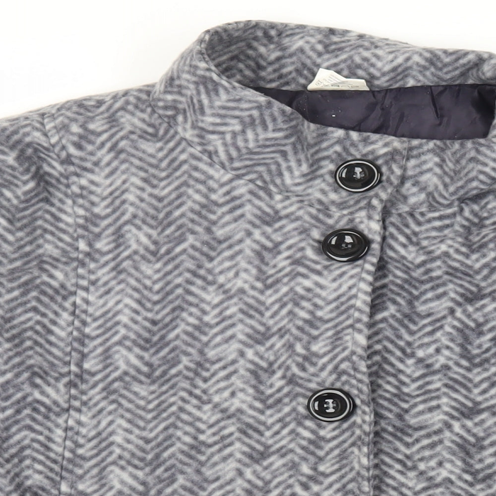 Anne de Lancay Womens Grey Geometric Jacket Blazer Size L Button