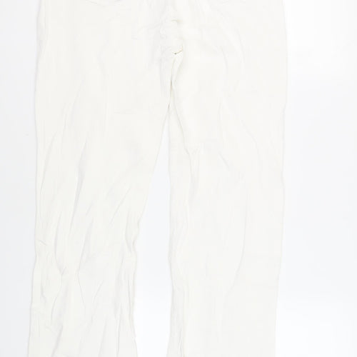M&Co Womens White Cotton Bootcut Jeans Size 14 L31 in Regular Zip