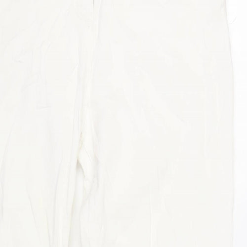 M&Co Womens White Cotton Bootcut Jeans Size 14 L31 in Regular Zip