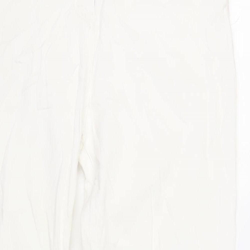 M&Co Womens White Cotton Bootcut Jeans Size 14 L31 in Regular Zip