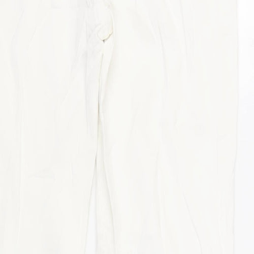 M&Co Womens White Cotton Bootcut Jeans Size 14 L31 in Regular Zip