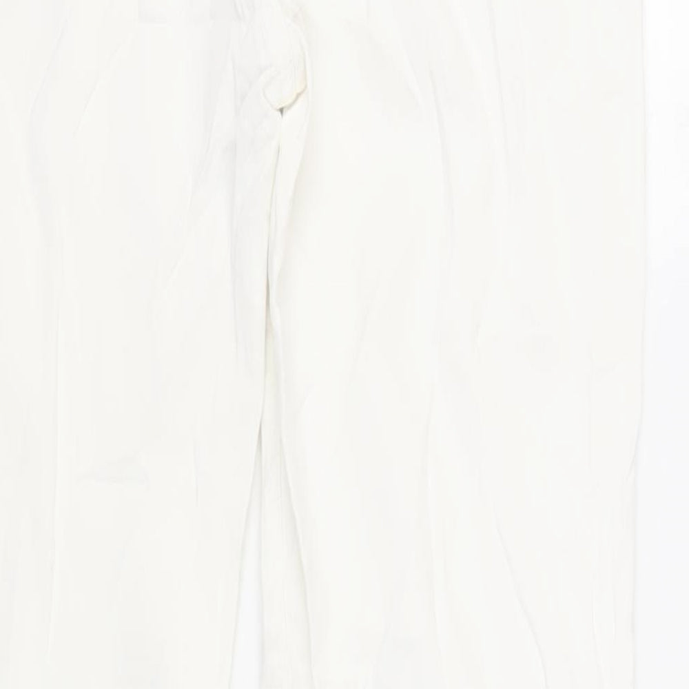 M&Co Womens White Cotton Bootcut Jeans Size 14 L31 in Regular Zip
