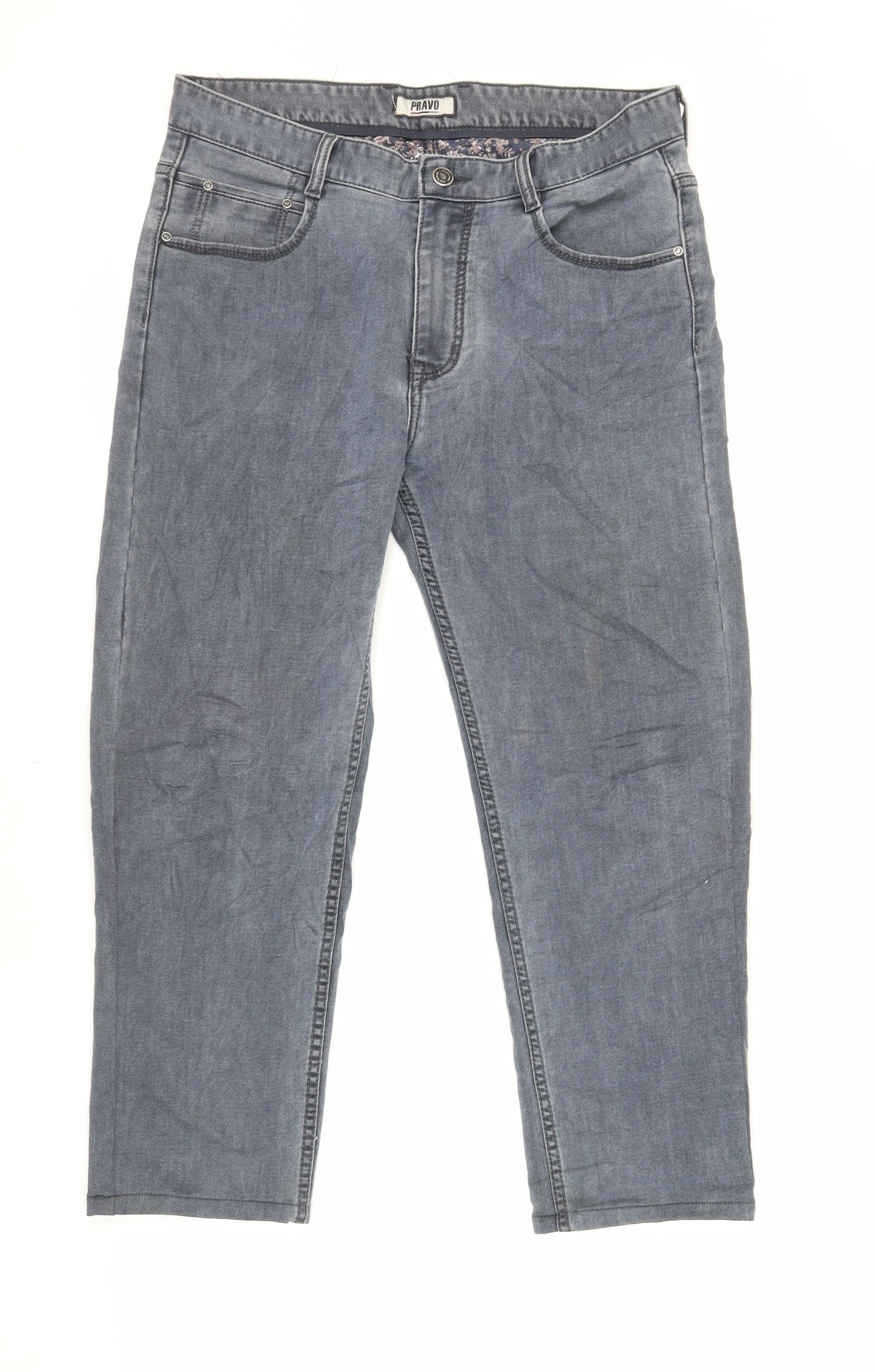 Pravo Womens Grey Cotton Cropped Jeans Size 32 in L25 in Regular Zip