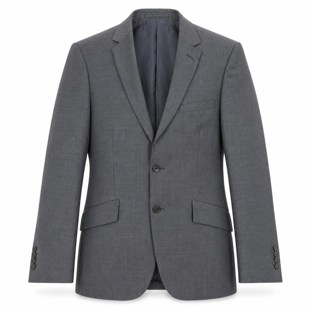 Front view of Marks & Spencer men’s grey wool jacket blazer, size 38, regular