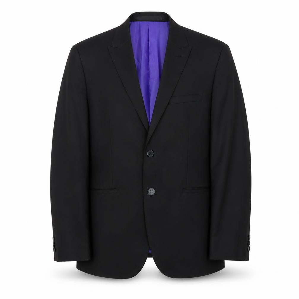 Front view of Marks & Spencer men’s black polyester jacket blazer, size 40, regular