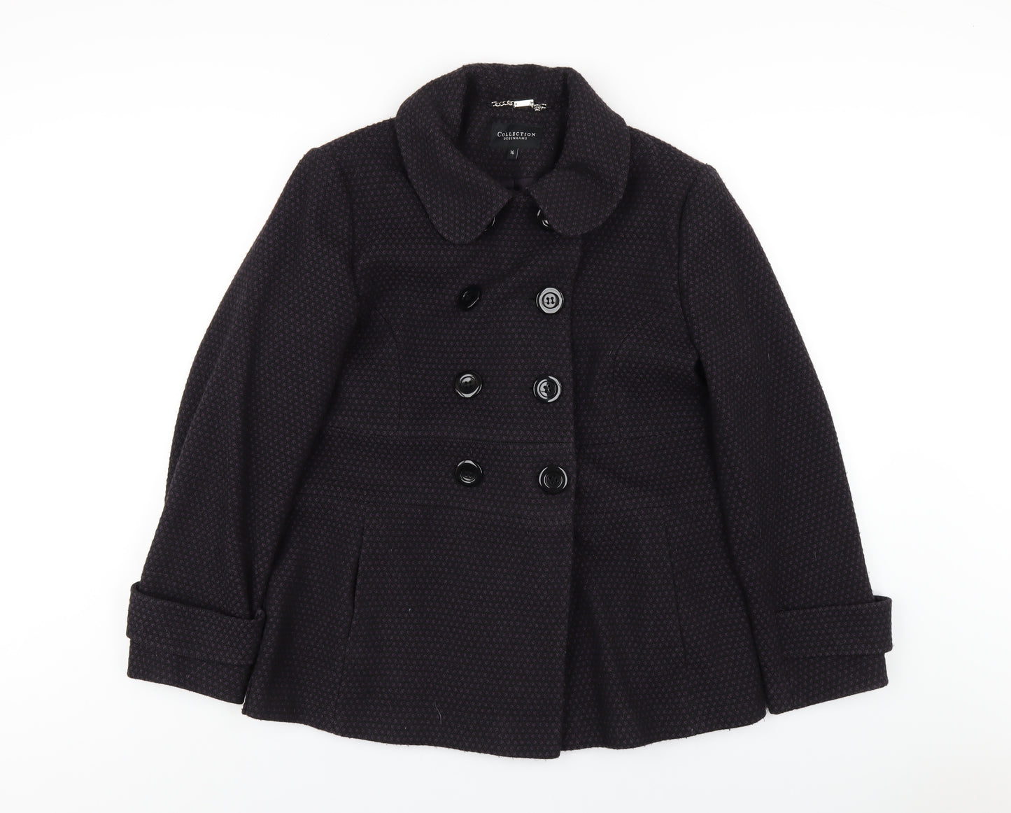 Debenhams Womens Purple Overcoat Coat Size 16 Button