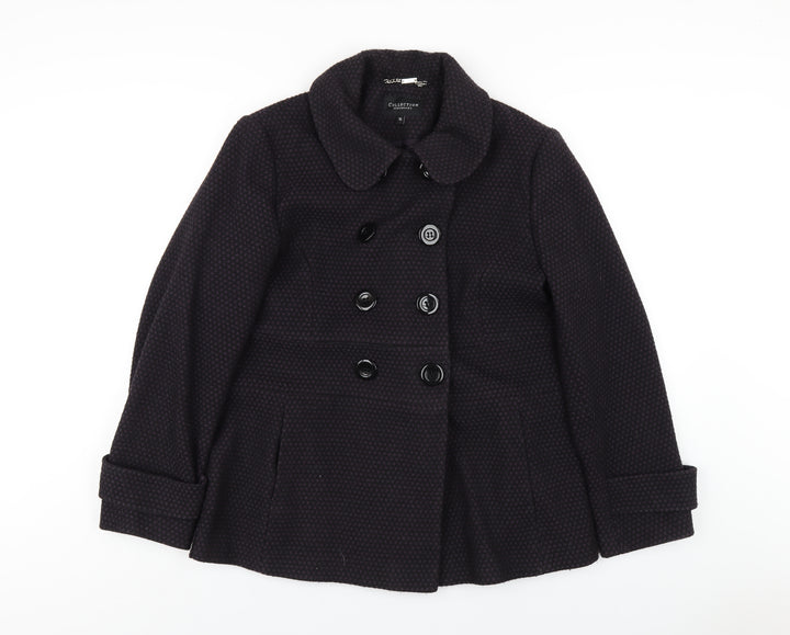 Debenhams Womens Purple Overcoat Coat Size 16 Button