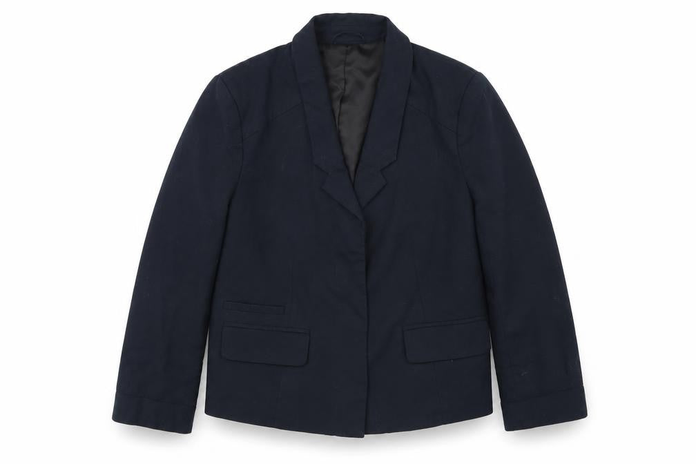Front view of Gap boys’ blue jacket blazer, size 4, years snap