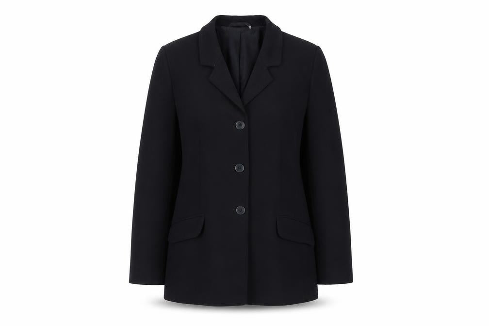 Front view of Next women’s blue polyester jacket blazer, size UK 12