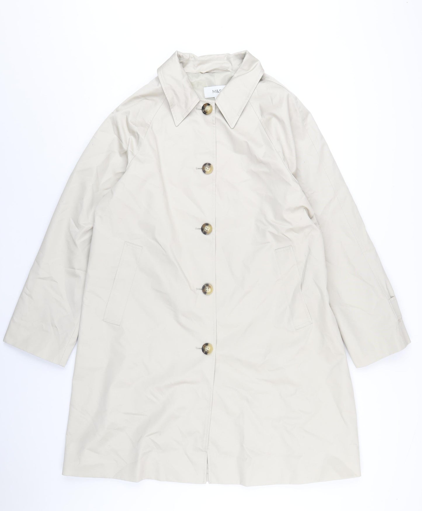 Marks and Spencer Womens Beige Trench Coat Coat Size 14 Button