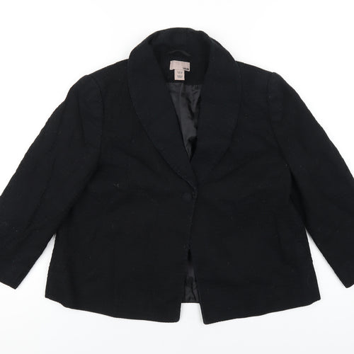 H&M Womens Black Jacket Blazer Size 12 Button