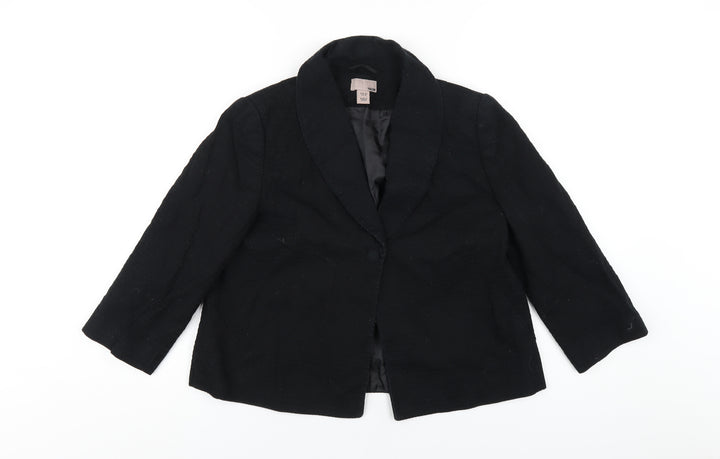 H&M Womens Black Jacket Blazer Size 12 Button