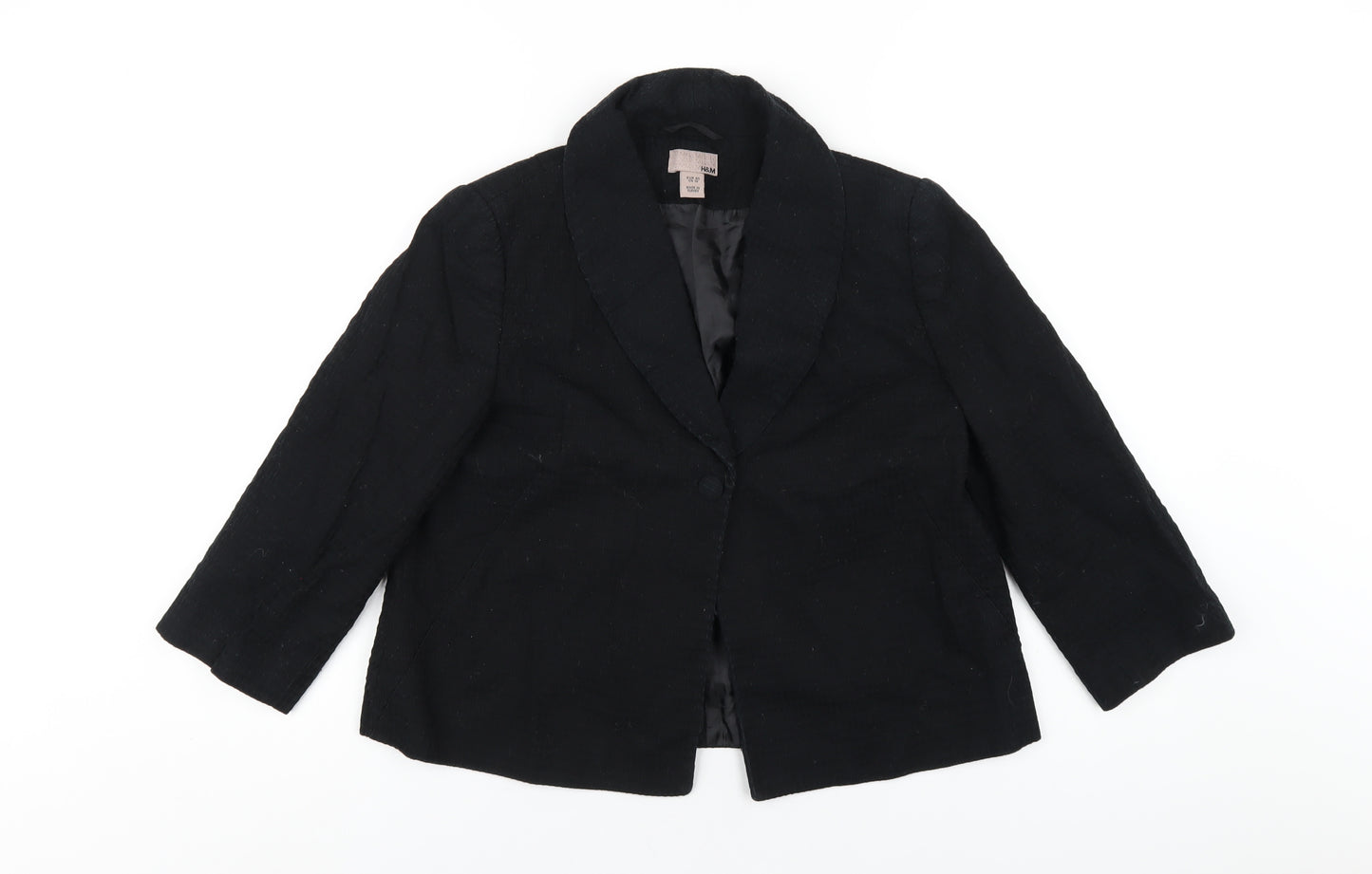 H&M Womens Black Jacket Blazer Size 12 Button