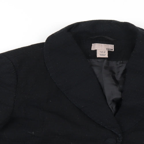 H&M Womens Black Jacket Blazer Size 12 Button