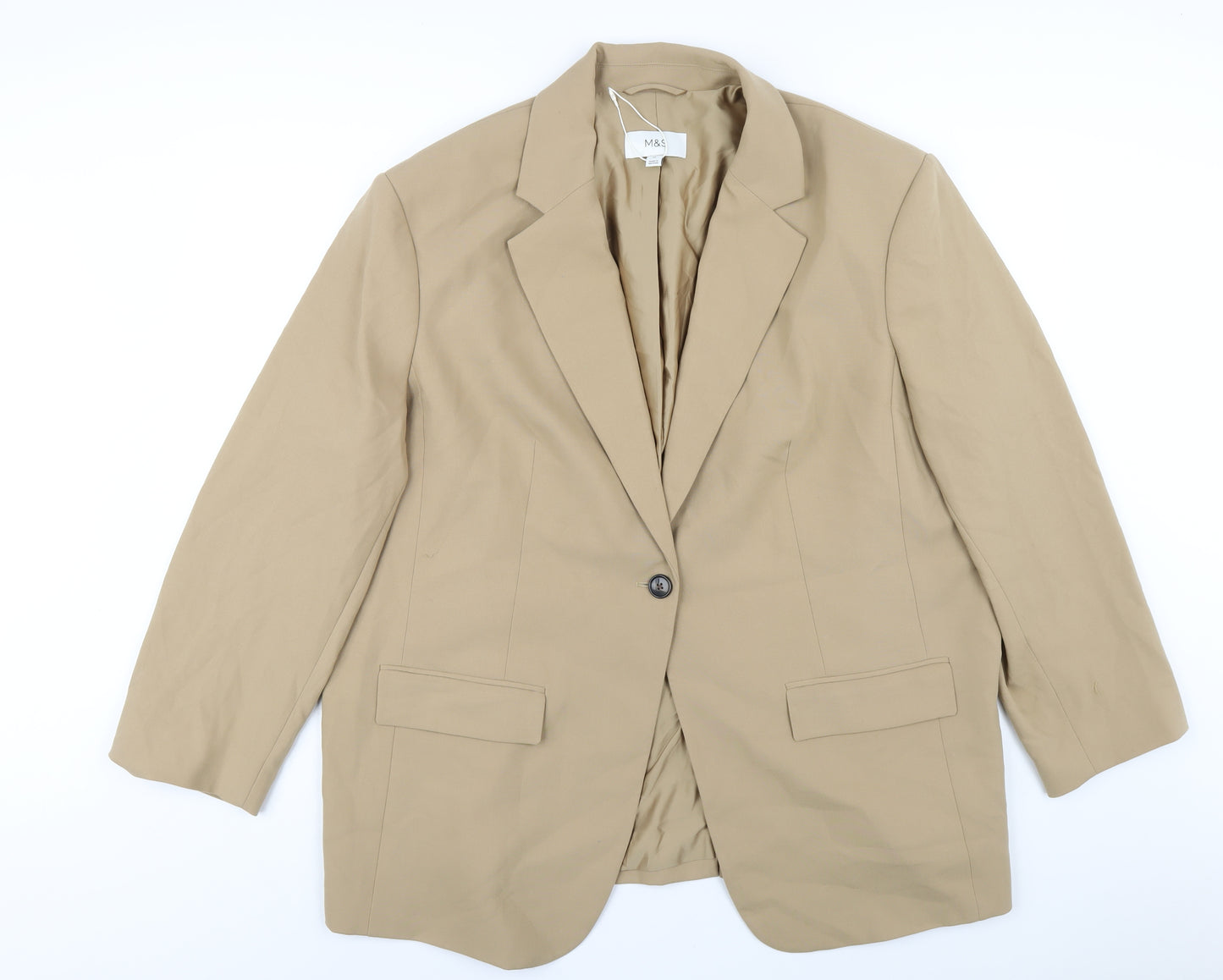 Marks and Spencer Womens Beige Polyester Jacket Blazer Size 22