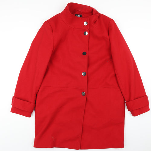 Debenhams Womens Red Overcoat Coat Size 14 Button
