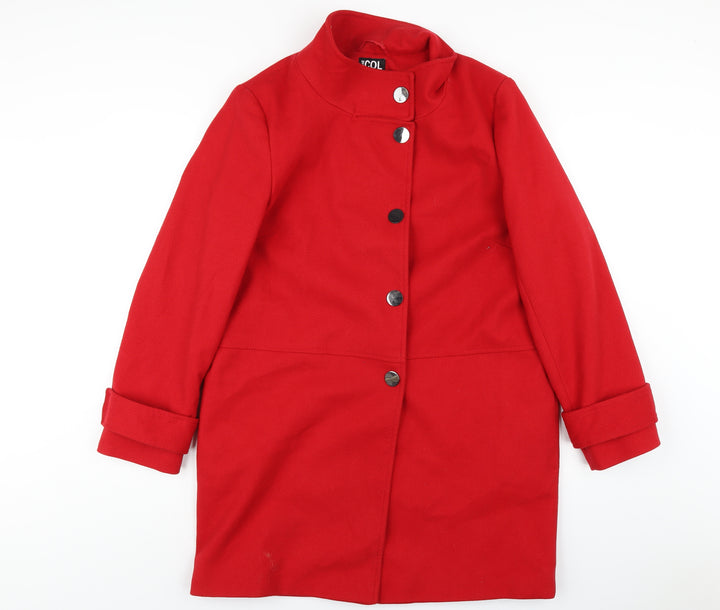 Debenhams Womens Red Overcoat Coat Size 14 Button