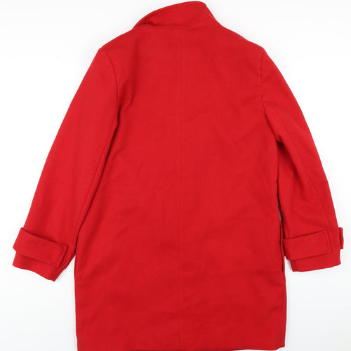 Debenhams Womens Red Overcoat Coat Size 14 Button