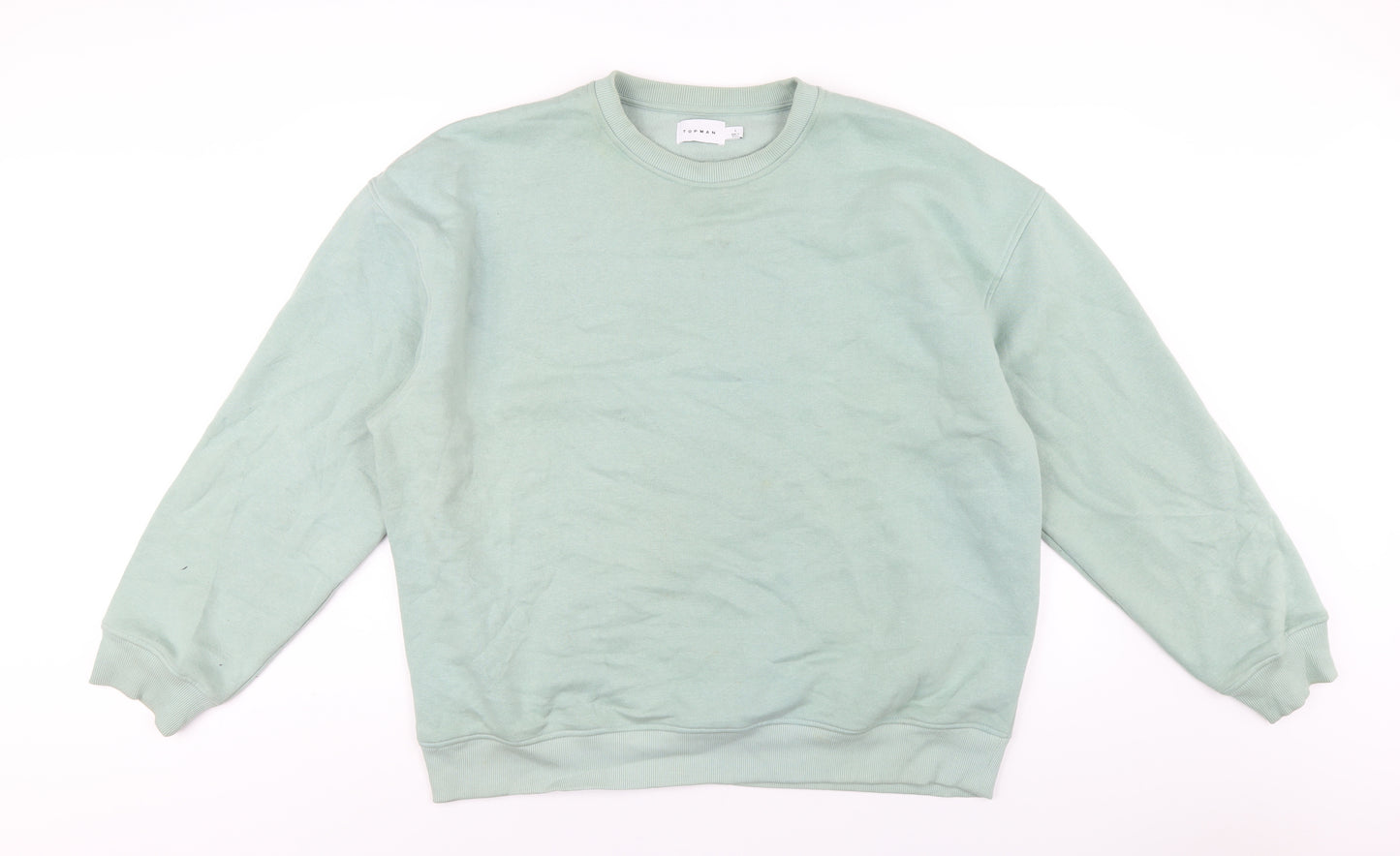 Topman Mens Green Cotton Pullover Sweatshirt Size L