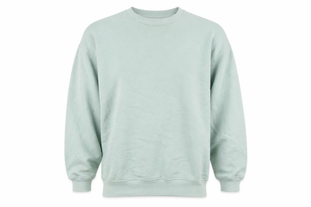 Front view of Topman men’s green cotton pullover sweatshirt, size L