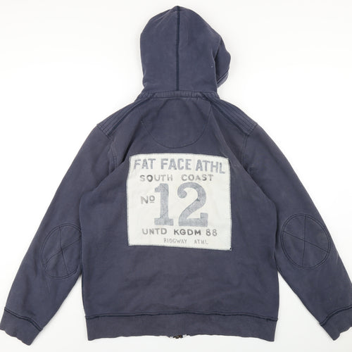 Fat Face Mens Blue Cotton Full Zip Hoodie Size M