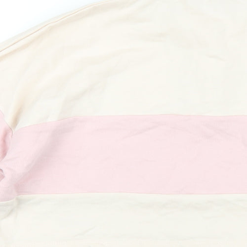 Wednesday's Girl Womens Pink Striped Polyester Cropped T-Shirt Size M Collared