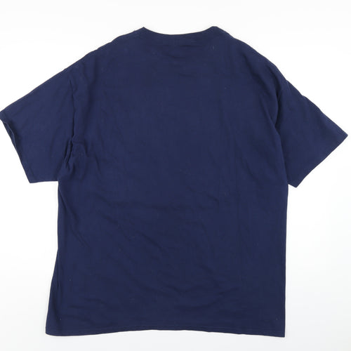 Hanes Mens Blue Cotton T-Shirt Size XL Round Neck