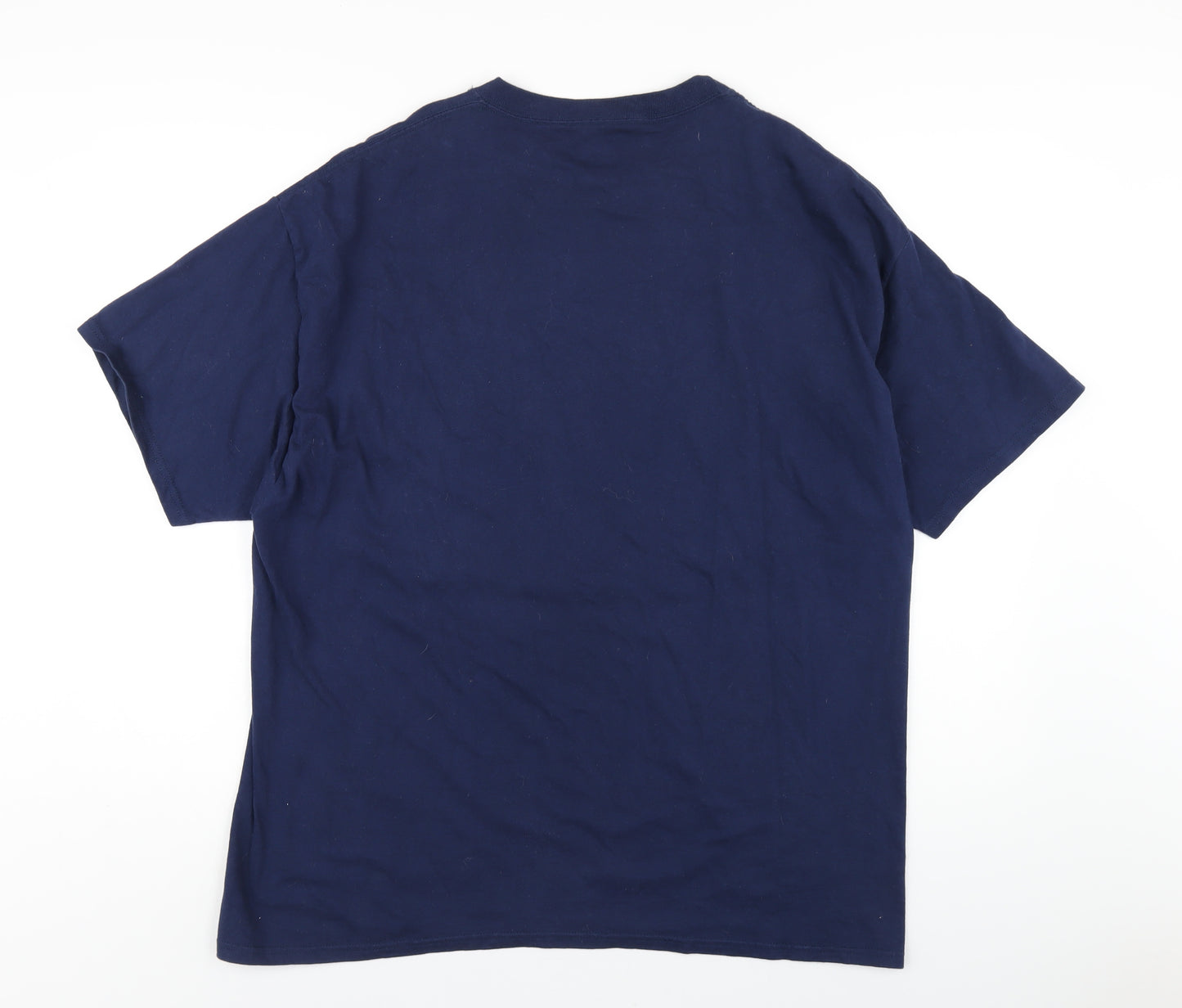 Hanes Mens Blue Cotton T-Shirt Size XL Round Neck