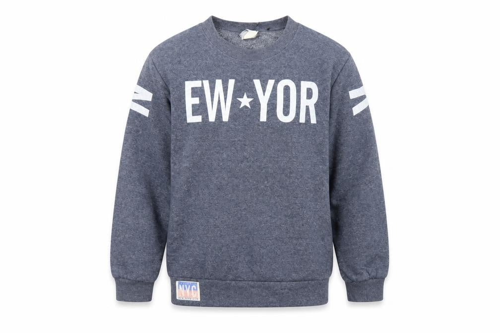 Front view of Perfect Dash boys’ blue cotton pullover sweatshirt, size 11, years pullover