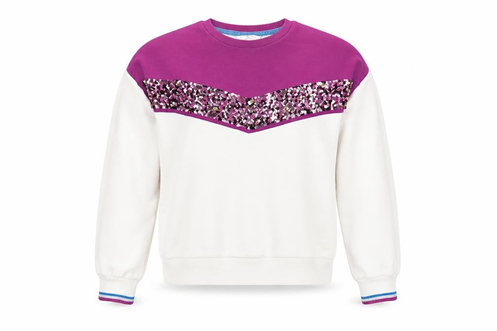 Front view of Marks & Spencer girls’ white cotton pullover sweatshirt, size 11-12, years pullover