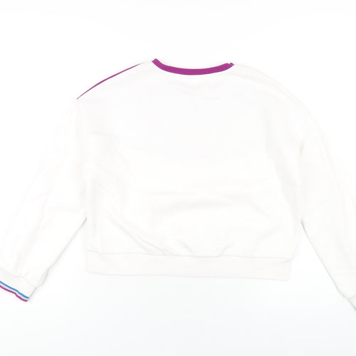 Marks and Spencer Girls White Cotton Pullover Sweatshirt Size 11-12 Years Pullover