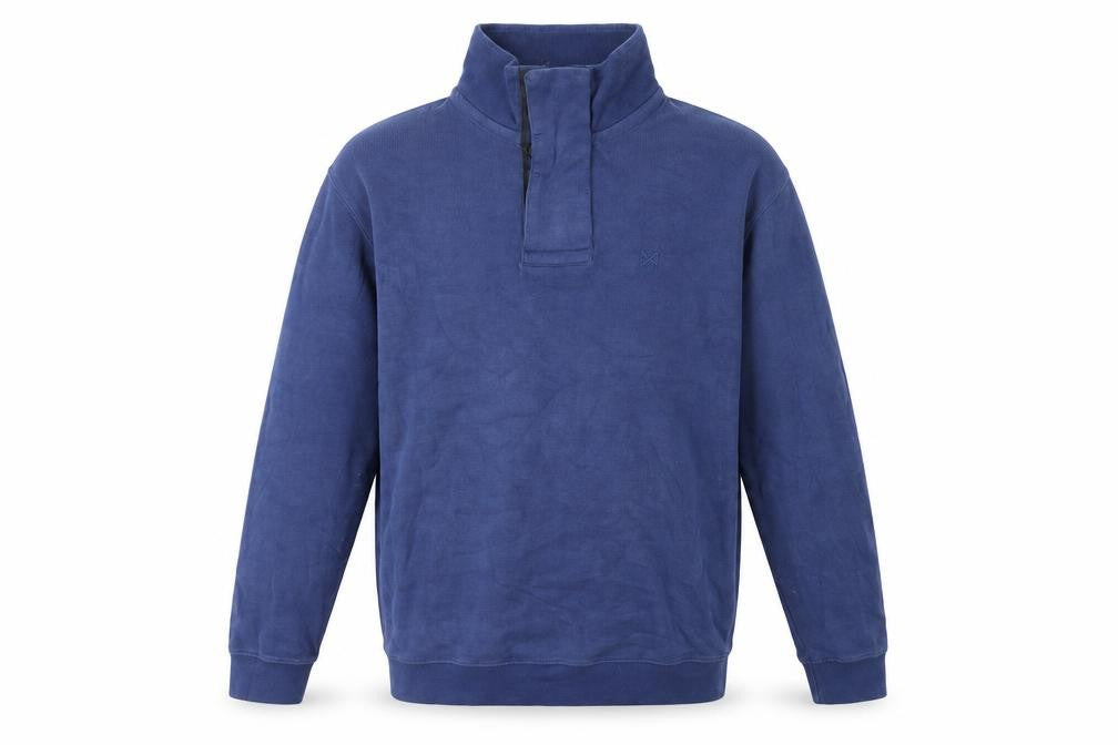 Front view of Crew Clothing Blue Cotton Pullover Sweatshirt, size S