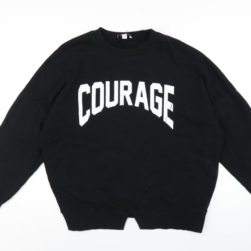 Topshop Womens Black Cotton Pullover Sweatshirt Size L Pullover