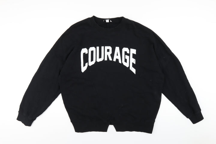 Topshop Womens Black Cotton Pullover Sweatshirt Size L Pullover