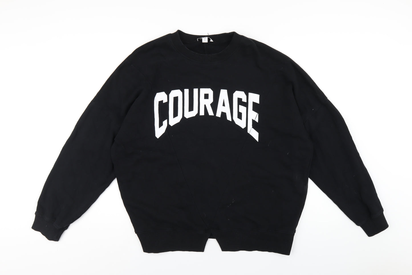 Topshop Womens Black Cotton Pullover Sweatshirt Size L Pullover