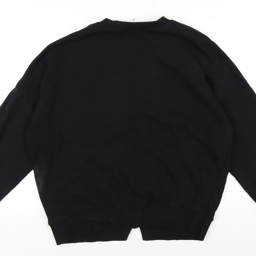Topshop Womens Black Cotton Pullover Sweatshirt Size L Pullover