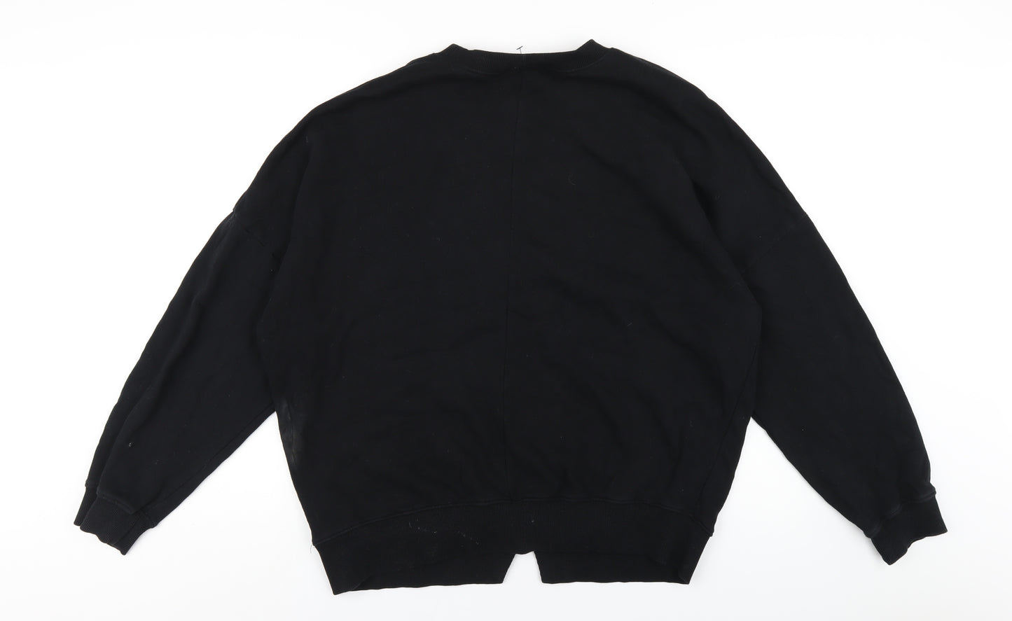 Topshop Womens Black Cotton Pullover Sweatshirt Size L Pullover