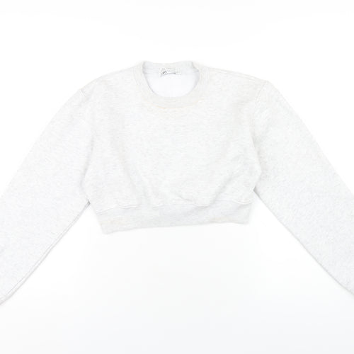 Zara Womens Grey Cotton Pullover Sweatshirt Size S Pullover