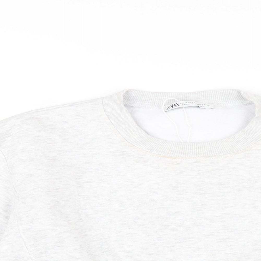 Zara Womens Grey Cotton Pullover Sweatshirt Size S Pullover