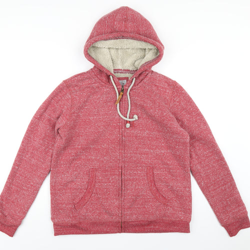 Fat Face Womens Red Cotton Full Zip Hoodie Size 14 Zip