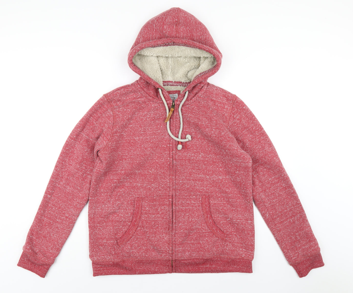 Fat Face Womens Red Cotton Full Zip Hoodie Size 14 Zip