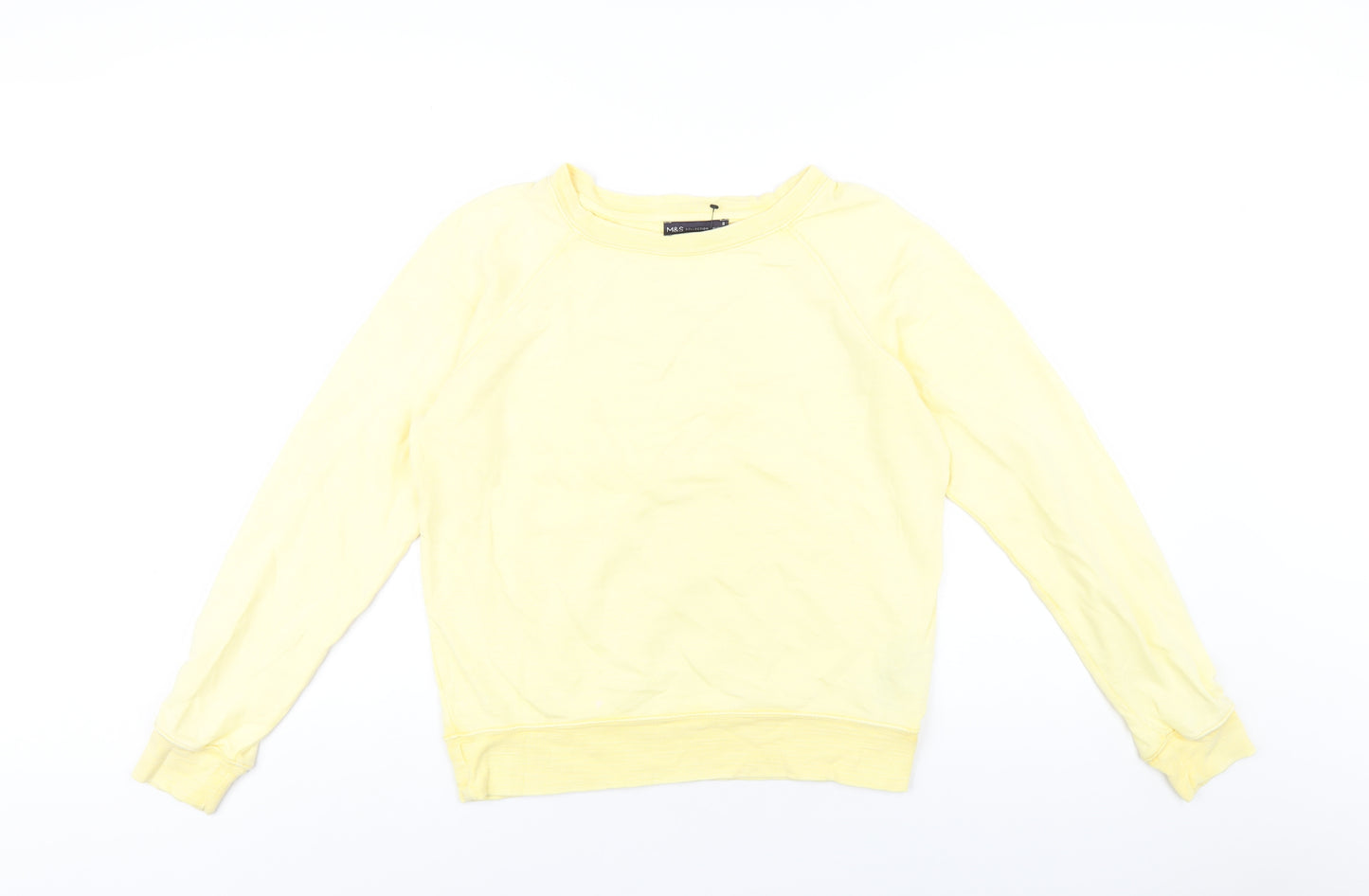 Marks and Spencer Womens Yellow Cotton Pullover Sweatshirt Size 8 Pullover