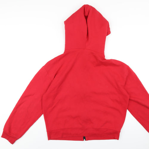 PINK Womens Red Cotton Full Zip Hoodie Size M Zip