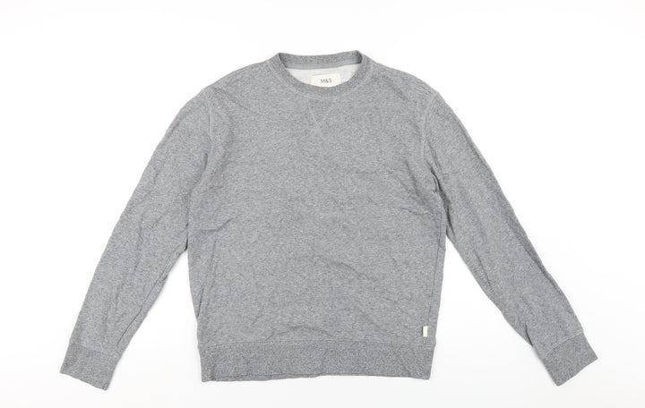 Marks and Spencer Mens Grey Cotton Pullover Sweatshirt Size S