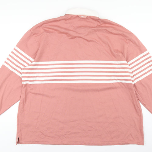 Marks and Spencer Mens Pink Striped Cotton Polo Size 4XL Collared Button