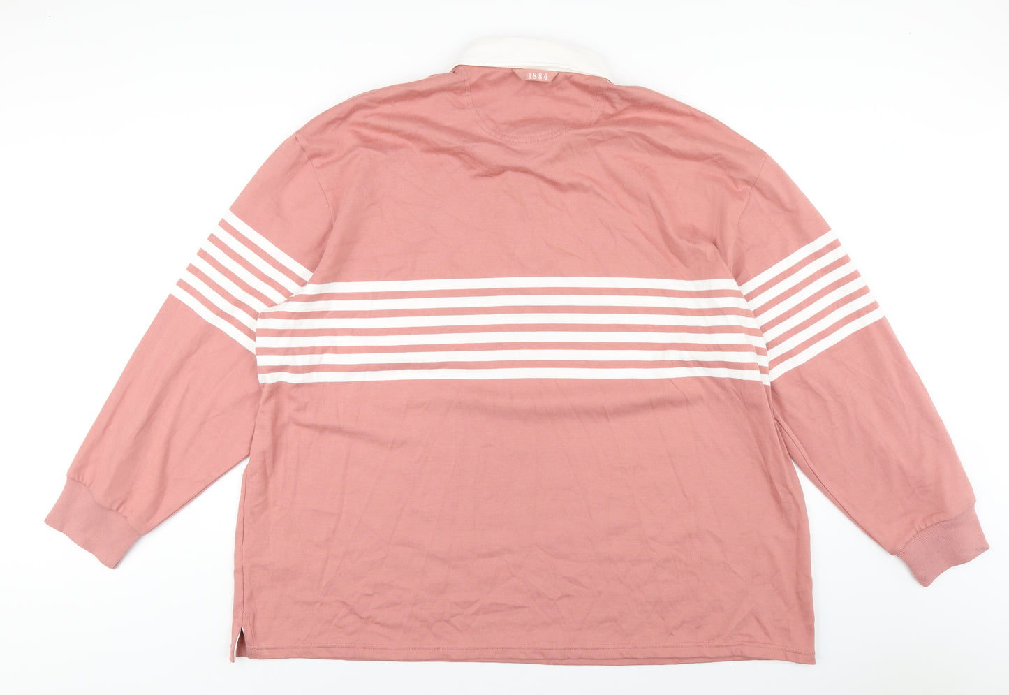 Marks and Spencer Mens Pink Striped Cotton Polo Size 4XL Collared Button