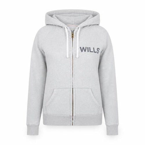 Jack Wills Womens Grey Cotton Full Zip Hoodie Size 10 Zip