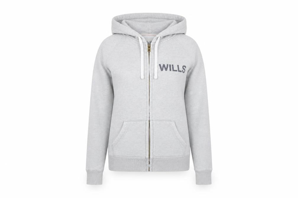 Jack Wills Womens Grey Cotton Full Zip Hoodie Size 10 Zip